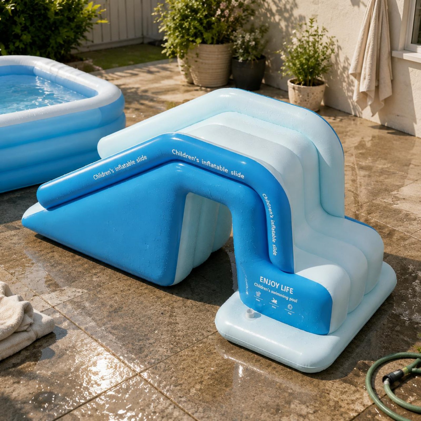 Kids Outdoor Inflatable Water Slide - Toboggan gonflable pliable pour piscine, parc