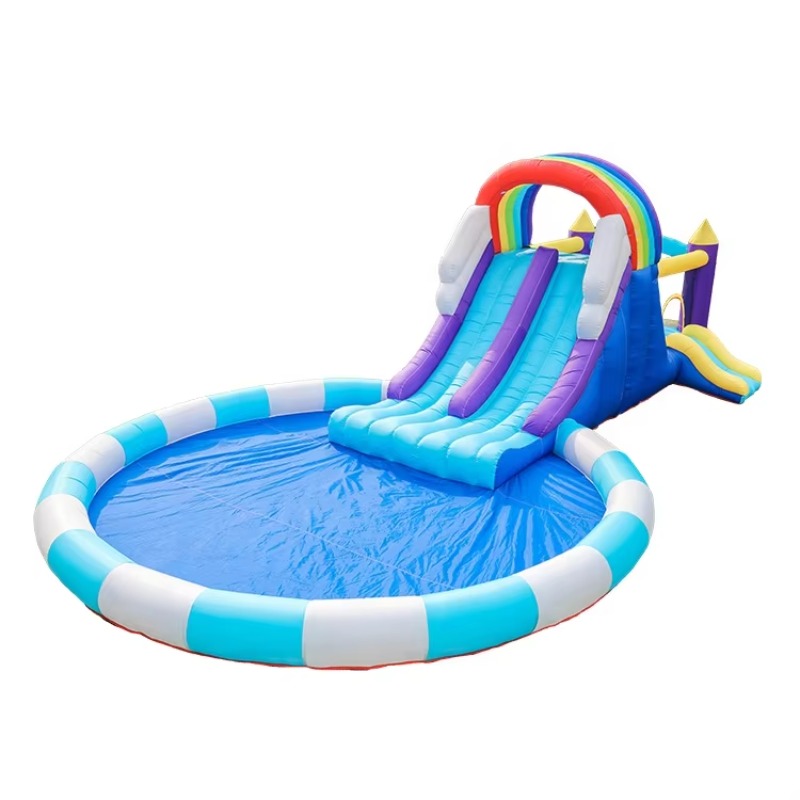 Kids Outdoor Inflatable Water Slide - Toboggan aquatique gonflable géant arc-en-ciel pour