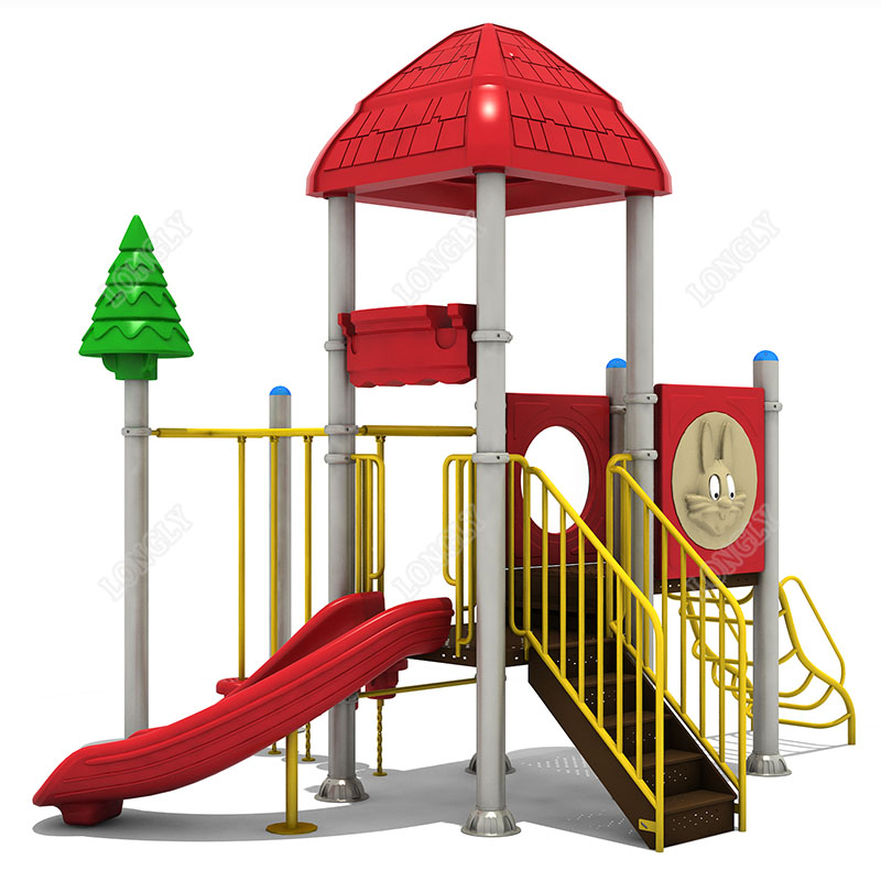Kids Outdoor Area - Toboggan en plastique rouge pour enfants,
