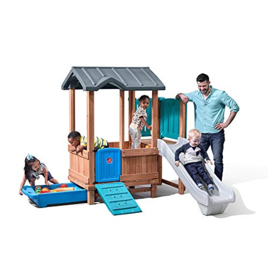 Kids Outdoor Slide Set - Woodland Adventure Playhouse & Slide, ensemble