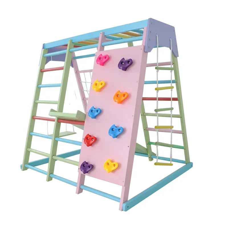Kids Outdoor Slide Set - Structure d'escalade en bois pour enfants,