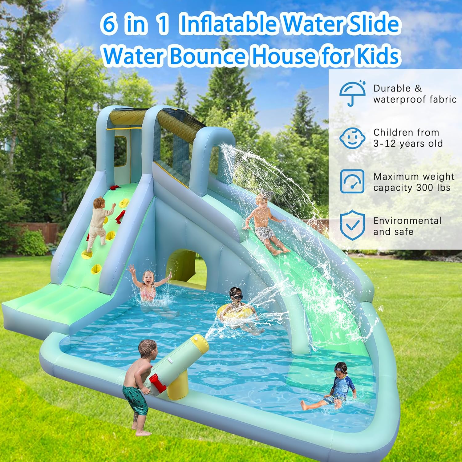 Parc aquatique gonflable 6-en- - Kids Outdoor Inflatable Water Slide avis et prix