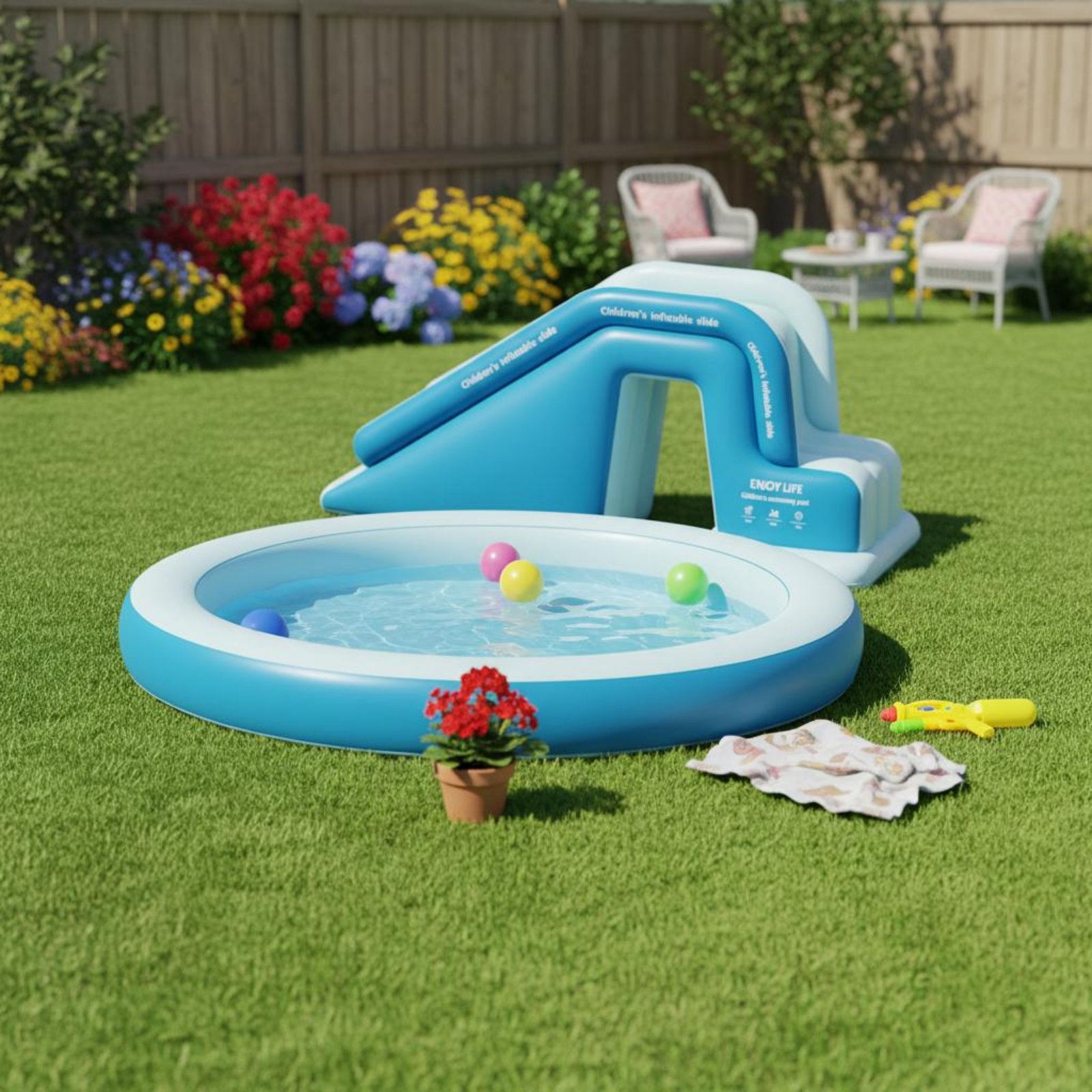 Toboggan gonflable pliable pou - Kids Outdoor Inflatable Water Slide avis et prix