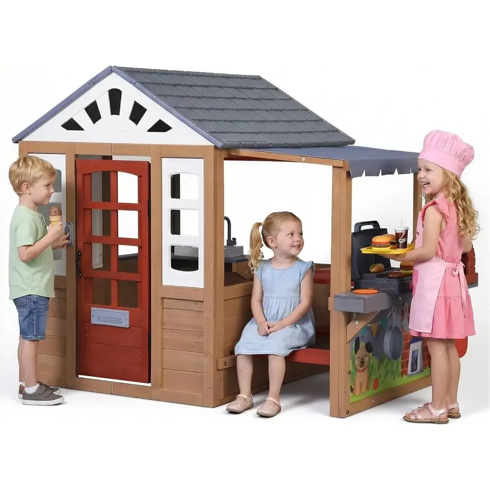 Maison de jeu en bois pour enf - Kids Outdoor House With Kitchen avis et prix