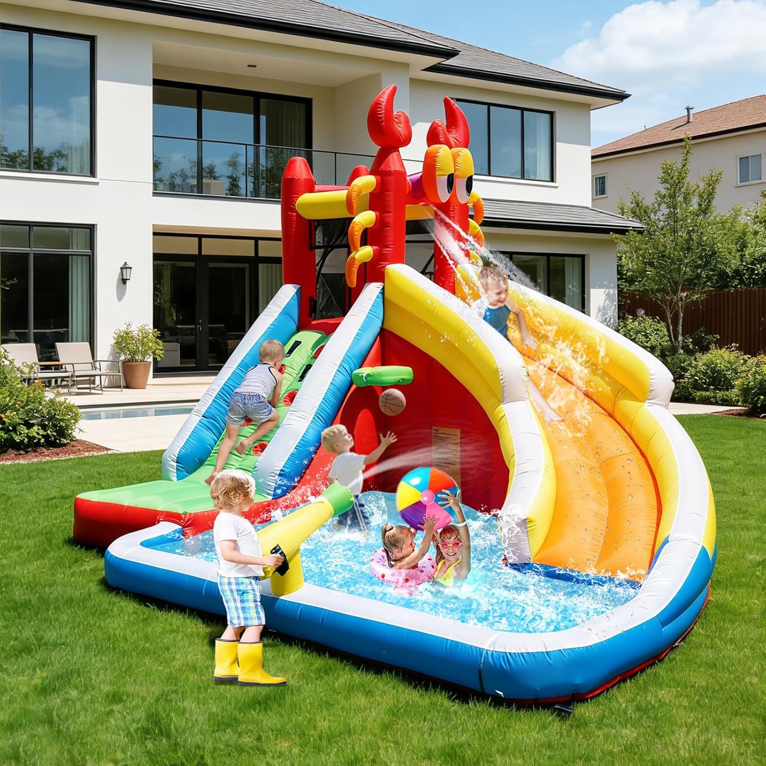 Grande structure gonflable ave - Kids Outdoor Inflatable Water Slide avis et prix